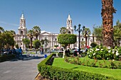 The great Cathedral on the Plaza de Armas in Arequipa, Peru, South America