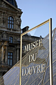Louvre Museum entrance sign, Paris. France
