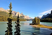 Spirit Island on Maligne Lake in Jasper National Park, Rocky Mountains, Alberta, Canada