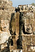 stone faces in the Bayon Temple at Angkor Wat in Cambodia