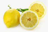 One Whole Lemon Half Lemon and Leaf