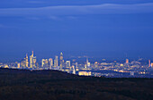 View to the skyline from Taunus mountains, Frankfurt am Main, Hesse, Germany