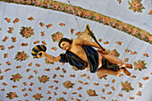 Pending angel inside the church at Kloster, Hiddensee, Mecklenburg-Western Pomerania, Germany, Europe
