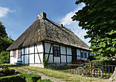 School museum in the sunlight, Middelhagen, Ruegen, Mecklenburg-Western Pomerania, Germany, Europe