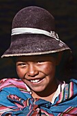Bolivia, Isla del Sol Sun Island, Young Aymara girl