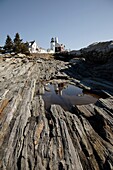 Pemaquid Point Light during the spring months  Located in Bristol, Maine USA, which is on the New England seacoast  Notes: This light is located at the entrance to Muscongus Bay and was commissioned in 1827 by John Quincy Adams