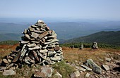 Appalachian Trail   Rock cairns near the summit of Mount Moosilauke during the summer months   Located in the White Mountains, New Hampshire USA