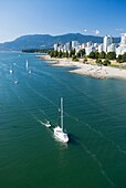 Aerial view of English Bay and the West End Vancouver British Columbia Canada
