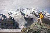 Young woman in Gornetgrat glacier  Switzerland