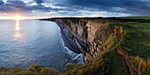 The cliffs of Nash Point on the Glamorgan Heritage Coast in South Wales at sunset