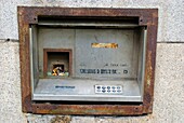 Old unused cash dispenser in central Liverpool England UK Europe