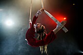 elodie is 11 years old en upcoming star at circus renz  she is a acrobate and is practicing in the circus tent  she is still too young to perform in the piste during a performance