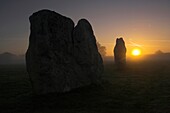 Avebury at Sunrise on a Misty morning Avebury is the largest stone circle in the world, it is 427m in diameter covers an area of 28 acres and is situated in Wiltshire