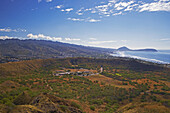 View from Diamond Head at crater and coast area in the Southeast, Oahu, Hawaii, USA, America