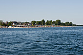 View over Baltic Sea to beach, Strande, Schleswig-Holstein, Germany