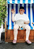 Dummy in a beach chair, Sylt island, Schleswig-Holstein, Germany