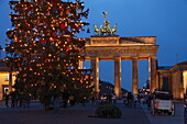 Christmas tree near Brandenburg  Gate, Berlin, Germany