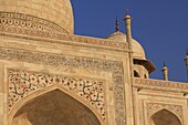 Details of the architecture and workmanship of the Taj Mahal in Agra, India