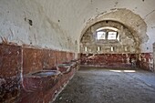 Fort Monostor in Komarom Monostori Eroed,Hungary  stables of the Radetzky husars with feeding throughs for the horses  The fort was built from 1850 onwards  The main purpose for the up to 12000 soldiers was the defense of Vienna against invasions from the