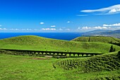 An old aqueduct across the landscape  North coast of Sao Miguel island, Azores, Portugal