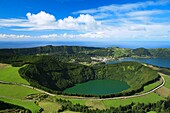 Sete Cidades crater, with Santiago lake in the foreground  Sao Miguel island, Azores