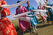 Welcome ceremony in grassland, Chagang, Inner Mongolia, China
