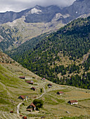 Viados ´bordas´ with Posets and Espadas peaks in background, valley of Gistain, Sobrarbe, Posets-Maladeta Natural Park, Pyrenees Mountains, Huesca province, Aragon, Spain