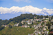 View of Darjeeling and Kanchenjunga, Kangchendzonga range, Darjeeling, West Bengal, India