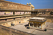 Man Singh I Palace and courtyard, in the Amber Palace, also known as Amber Fort, Amber, near Jaipur, Rajasthan, India