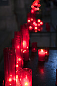 Candles in the church of Santa Maria del Mar, Barcelona. Catalonia, Spain