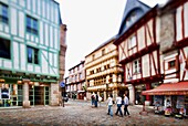 Henry IV square, town of Vannes, departament de Morbihan, Brittany, France  Tilted lens used for shallower depth of field