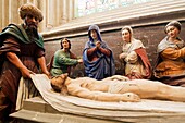 The burial of Jesus, 16th century sculpture by Froc-Robert, Cathedral of Quimper, departament of Finistere, region of Brittany, France