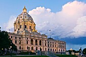 Minnesota State capitol building  The building was designed by Cass Gilbert  The unsupported dome is the second largest in the world, after Saint Peter´s  Work began in on the capitol in 1896, and construction was completed in 1905  It is the third buildi