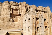 Kaaba-ye Zardosht and tomb of Darius II  at the achaemenid burial site Naqsh-e Rostam, Rustam near the archeological site of Persepolis, UNESCO World Heritage Site, Persia, Iran, Asia