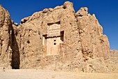 tomb of king Xerxes I  at the achaemenid burial site Naqsh-e Rostam, Rustam near the archeological site of Persepolis, UNESCO World Heritage Site, Persia, Iran, Asia