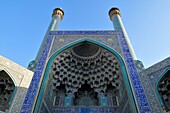 entrance Iwan of Shah or Imam, Emam Mosque at Meidan-e Emam, Naqsh-e Jahan, Imam Square, UNESCO World Heritage Site, Esfahan, Isfahan, Iran, Persia, Asia