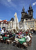 Czech Republic, Prague, Old Town Square, cafe, people