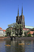 Poland, Wroclaw, Cathedral, Odra River, boats