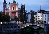 Slovenia, Ljubljana, Franciscan Church of the Annunciation, Triple Bridge