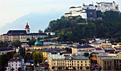 Austria, Salzburg, Old Town skyline, Hohensalzburg Castle