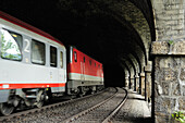 Train going into a tunnel, Semmering railway, UNESCO World Heritage Site Semmering railway, Lower Austria, Austria