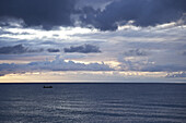 Fishing boat on Malawi Lake at sunset, Malawi, Africa