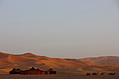 Touareg camp in front of Erg Chebbi Dune, Merzouga, Morocco, Africa