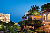 Illuminated old town, Dubrovnik, Dalmatia, Croatia