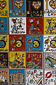 Colourful Gaudi souvenir tiles, Barcelona, Catalonia, Spain, Europe