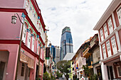 Historical Colonial style houses, Restaurants in Chinatown, Ann Siang Road, Capital Tower, Singapore, Asia