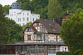 Fachwerkhaus, Künstlerhaus Schloß Balmoral, Bad Ems, Lahn, Rheinland-Pfalz, Deutschland, Europa