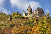 Burg Stahleck in Bacharach, Rhein, Unesco-Welterbe: Oberes Mittelrheintal (seit 2002), Mittelrhein, Rheinland-Pfalz, Deutschland, Europa