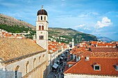 Franciscan Monastery. Placa Stradun main street. Old medieval city. Dubrovnik. Dalmatian coast. Croatia.