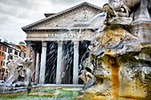 Pantheon. Fountain in Piazza della Rotonda. Rome. Lazio. Italy.